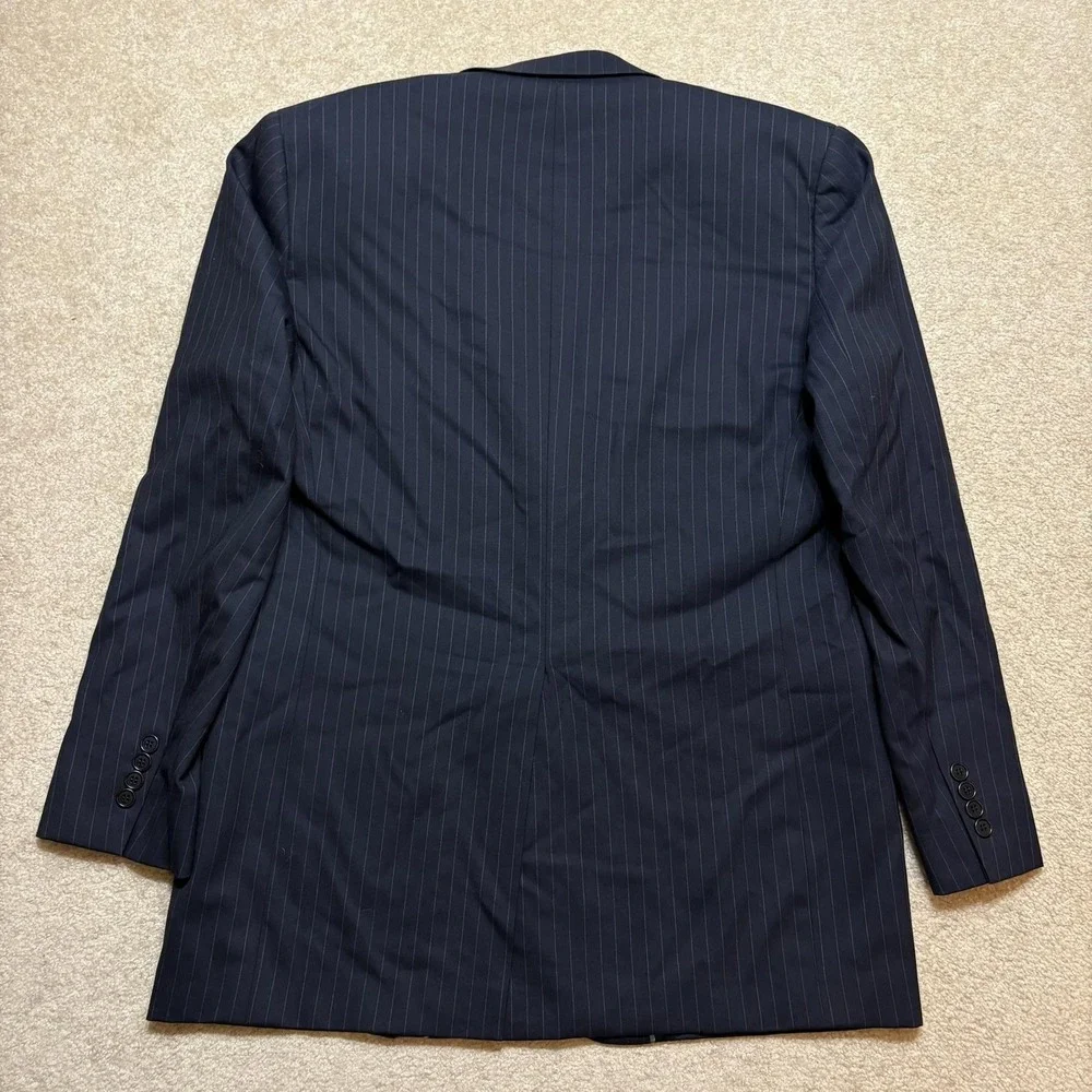 Brooks Brothers Blazer Mens 44L Blue Navy Pinstripe Wool Suit Jacket Two Button